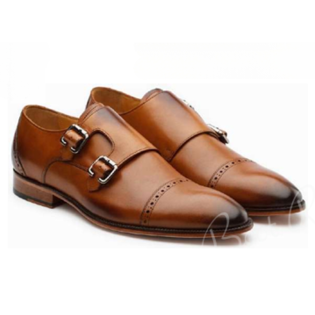 Leather Captoe Double Strap Monks Shoes